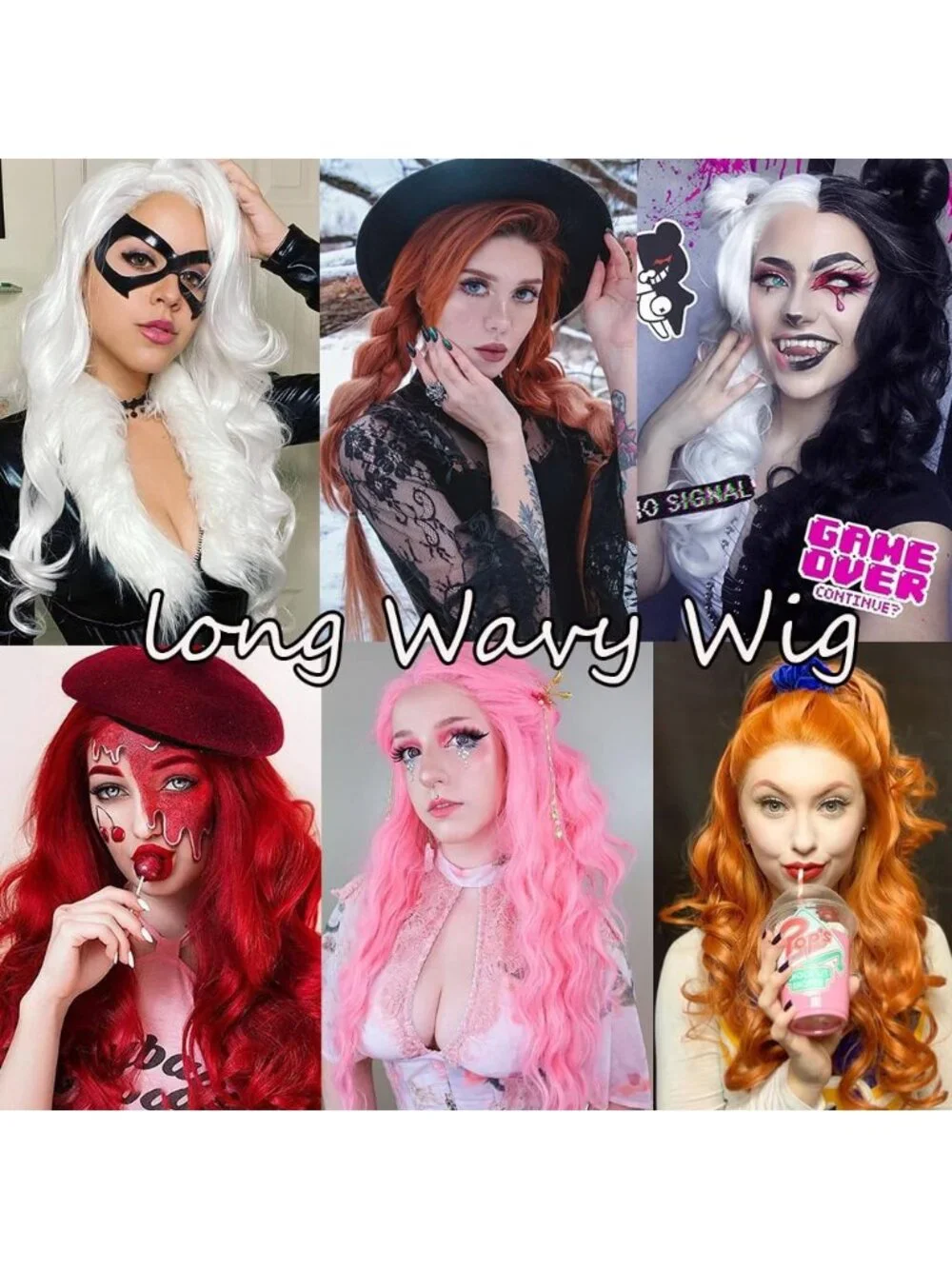 26 Inch Women's Red Long Wavy Curly Hair Wig Halloween Cosplay